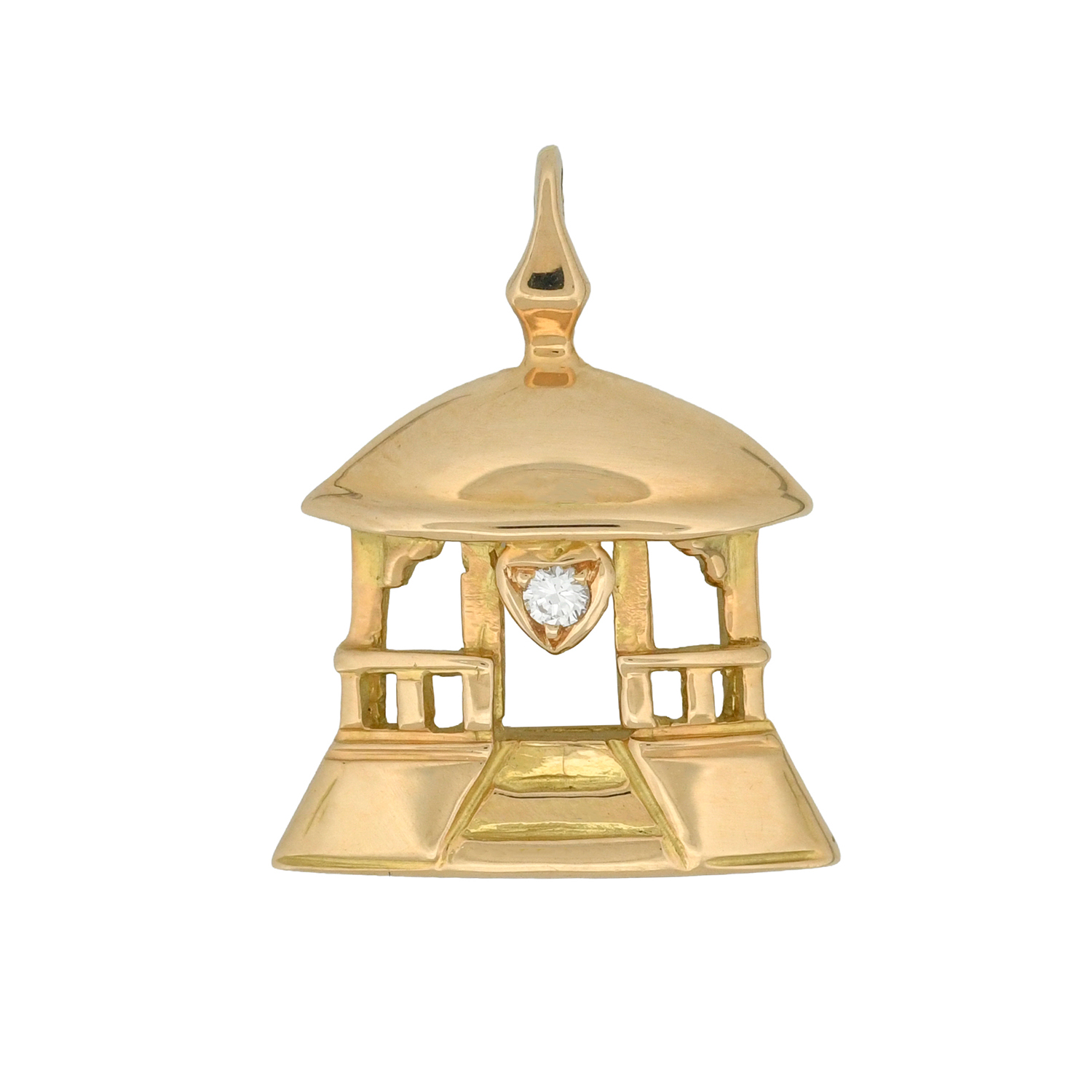 Pendentif kiosque en or jaune - Les Amoureux au Kiosque Peynet pendentif romantique