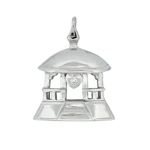 Médaille kiosque en or gris - Les Amoureux au Kiosque Peynet pendentif romantique