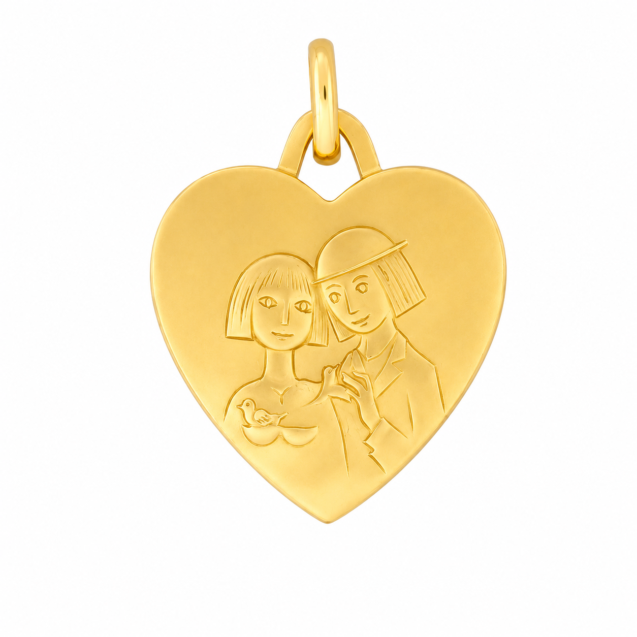 Médaille cœur en or jaune
