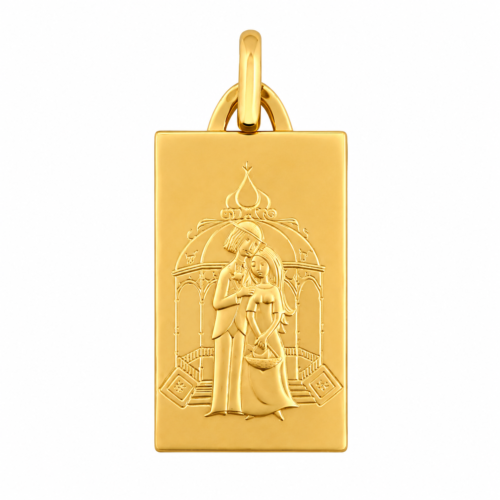 Médaille rectangulaire en or jaune