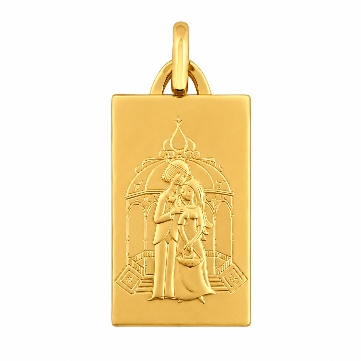 Médaille rectangulaire en or jaune