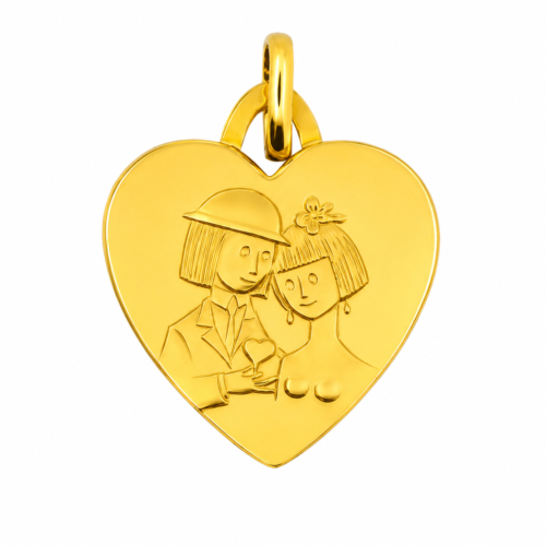 Médaille cœur en or jaune