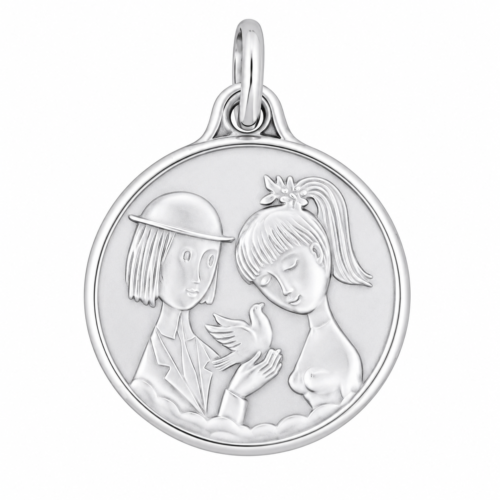 Médaille ronde en argent aux bords polis