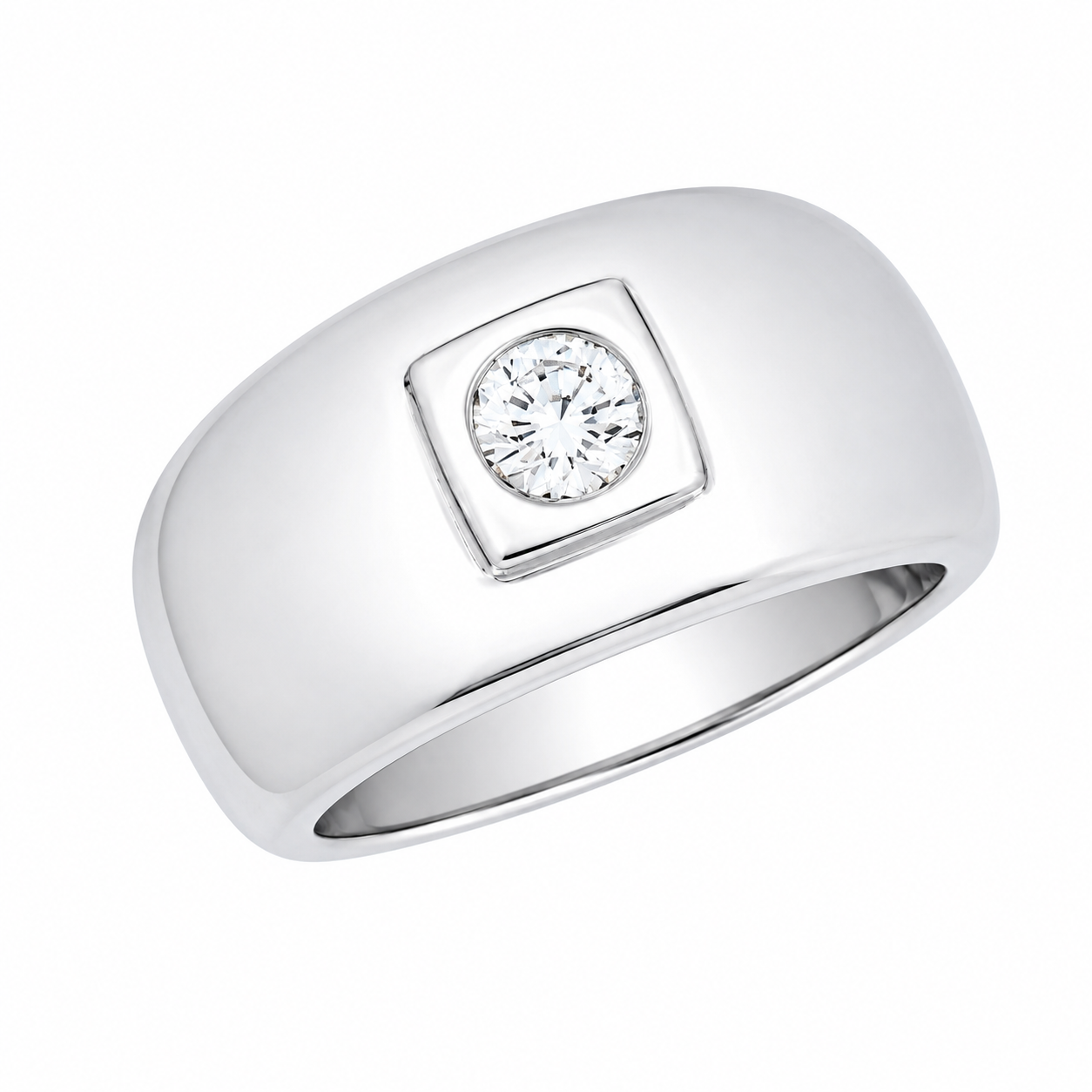 Bague en or gris sertie d’un diamant - Les Amoureux au Kiosque Peynet