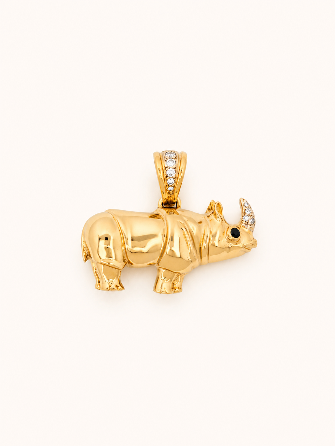 Pendentif rhinocéros en or jaune serti de diamants - Les Amoureux au Kiosque Peynet
