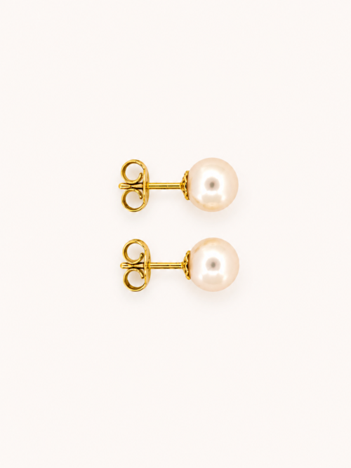 Boucles d’oreilles en or jaune serties de perles - Les Amoureux au Kiosque Peynet