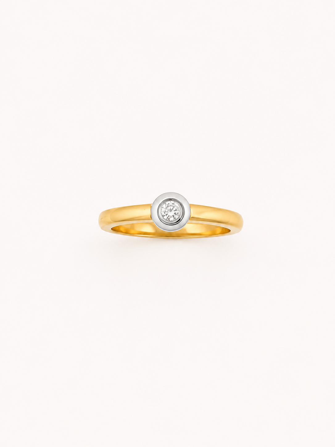 Alliance en or bicolore sertie de diamants - Les Amoureux au Kiosque Peynet
