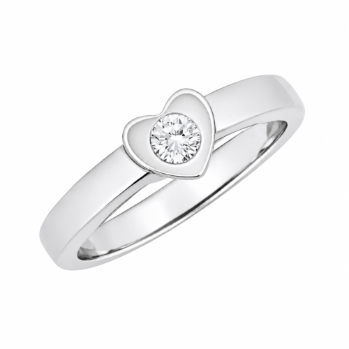 Solitaire coeur en or gris - Les Amoureux au Kiosque Peynet