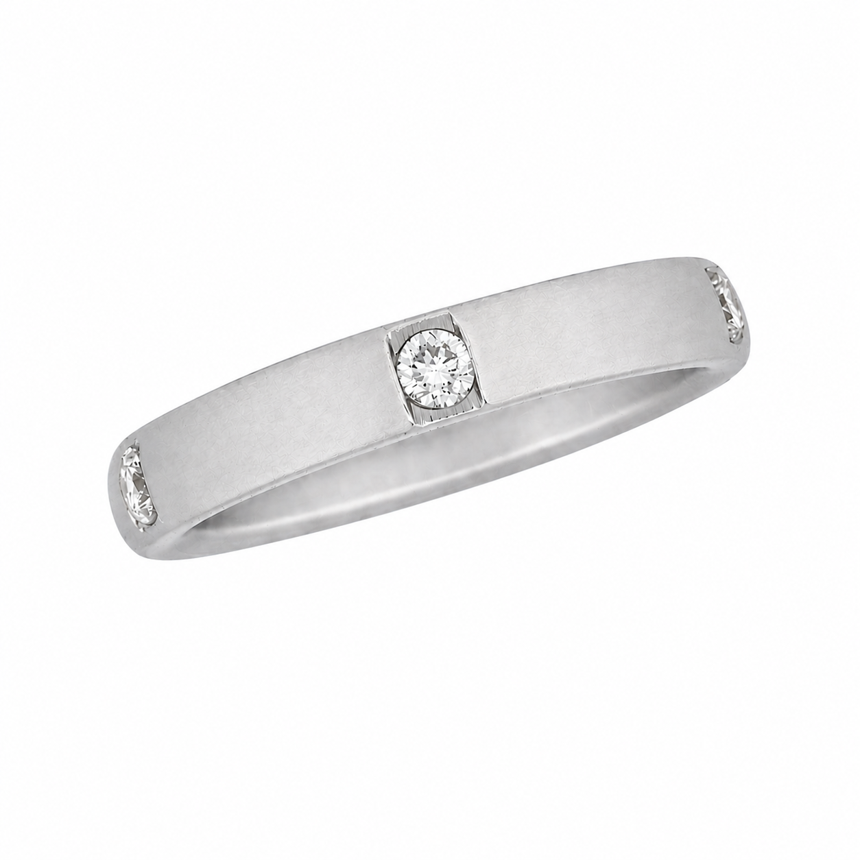 Bague en or gris avec diamants serti - Les Amoureux au Kiosque Peynet