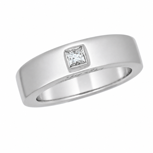 Solitaire en Or Gris avec Diamant - Les Amoureux au Kiosque Peynet