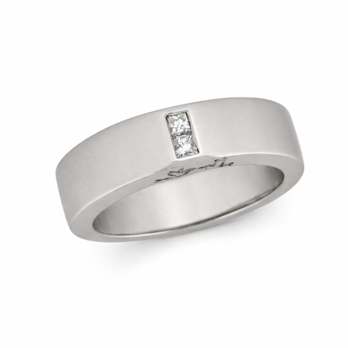 Solitaire en or gris avec diamants - Les Amoureux au Kiosque Peynet