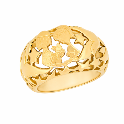 Bague en or jaune - Les Amoureux au Kiosque Peynet