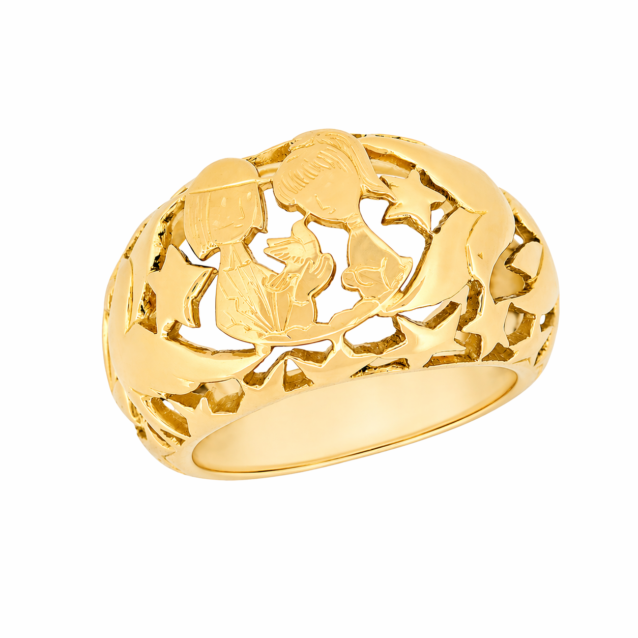 Bague en or jaune - Les Amoureux au Kiosque Peynet