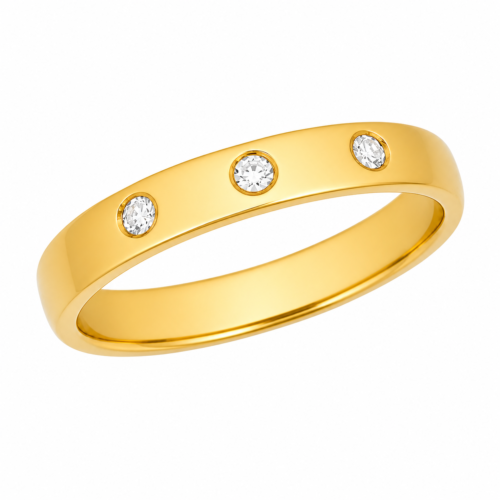 Alliance en or jaune sertie de diamants - Les Amoureux au Kiosque Peynet