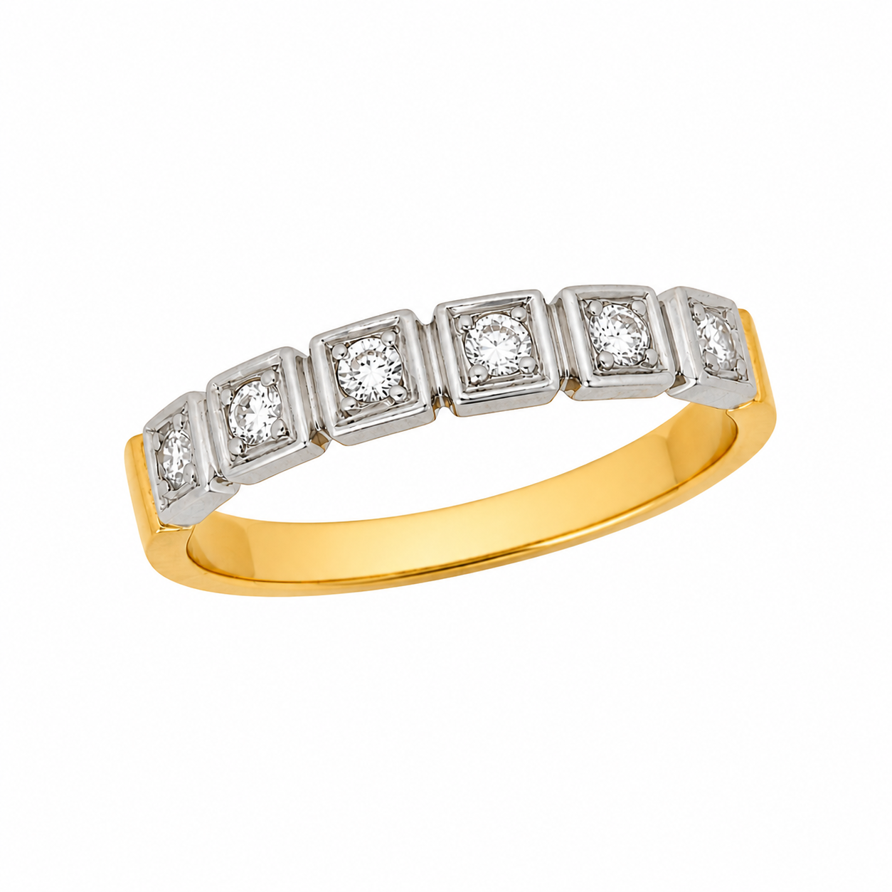 Alliance en or bicolore sertie de diamants - Les Amoureux au Kiosque Peynet