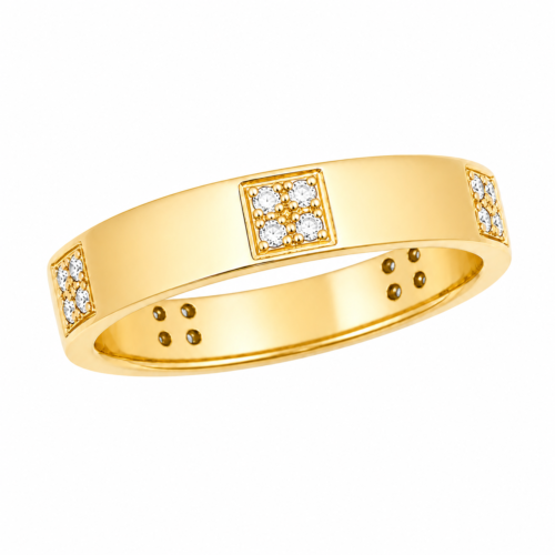 Alliance en or jaune sertie de diamants - Les Amoureux au Kiosque Peynet