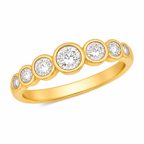 Alliance en or jaune sertie de diamants - Les Amoureux au Kiosque Peynet
