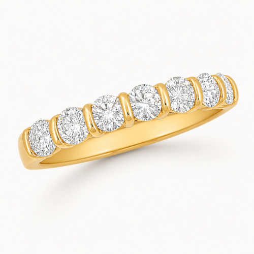 Alliance en or jaune sertie de diamants - Les Amoureux au Kiosque Peynet