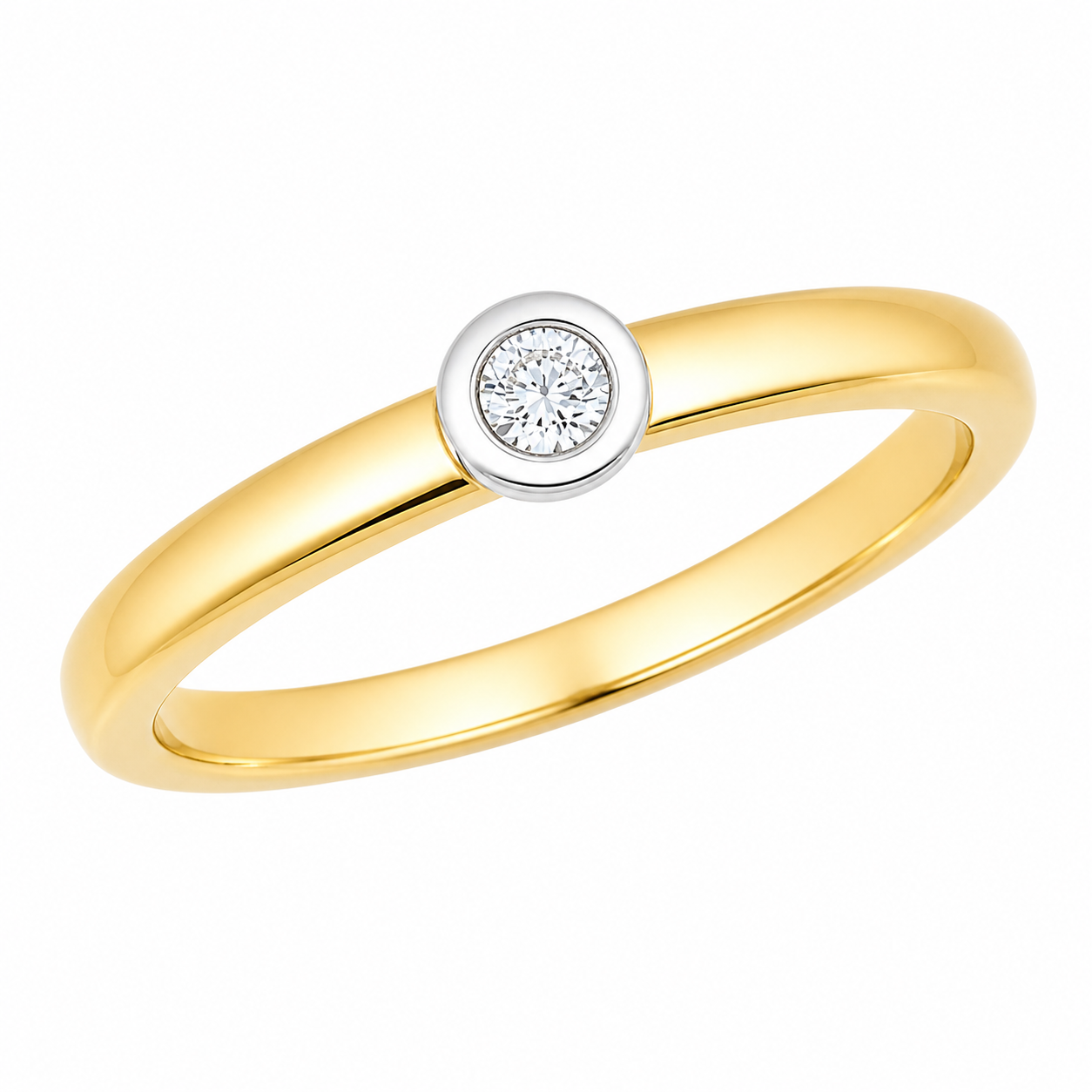 Bague en or bicolore sertie de diamant - Les Amoureux au Kiosque Peynet