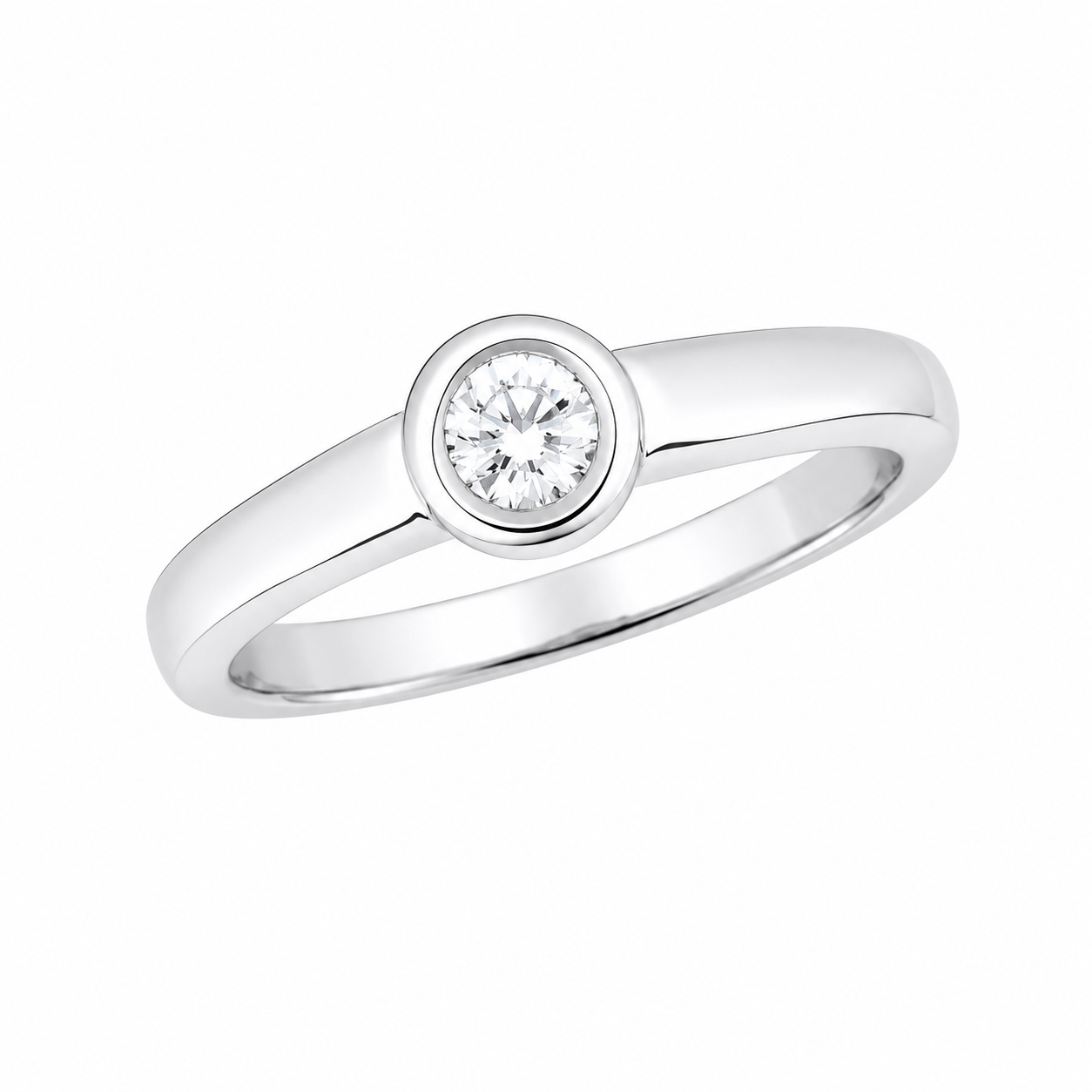 Bague en or gris sertie d’un diamant - Les Amoureux au Kiosque Peynet