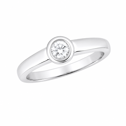 Bague en or gris sertie d'un diamant - Les Amoureux au Kiosque Peynet