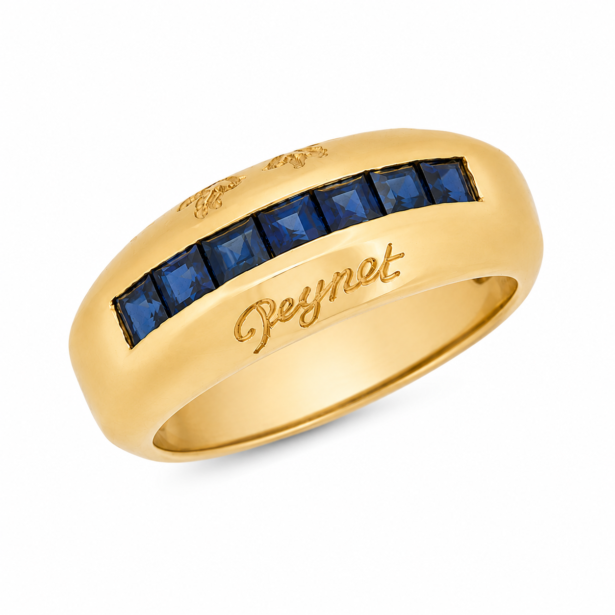 Bague en or jaune sertie de saphirs – Les Amoureux au Kiosque Peynet